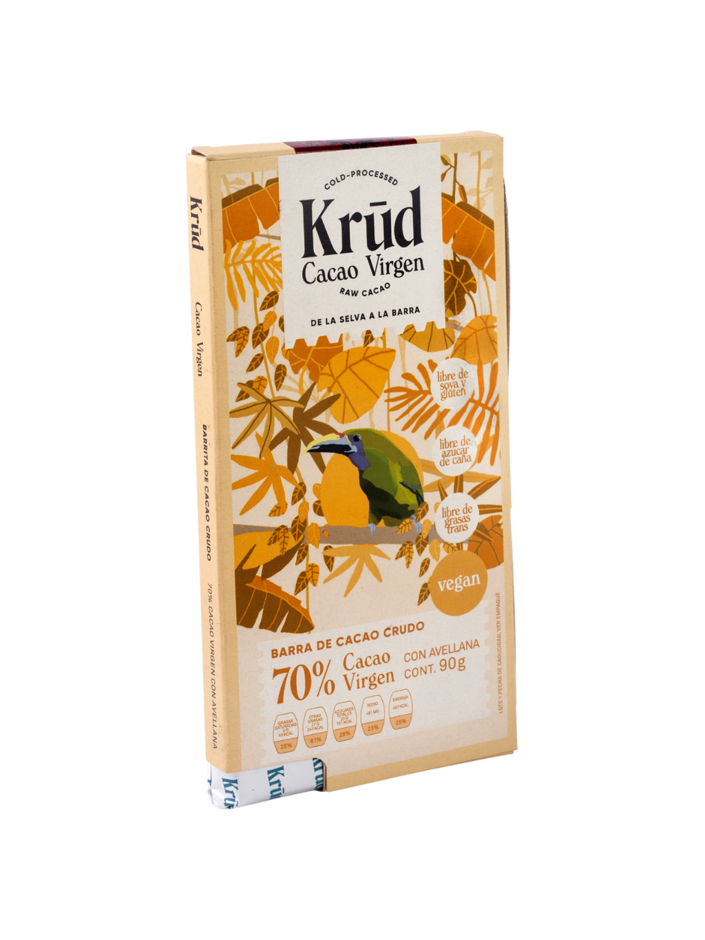 Barra de Cacao Crudo 70% con Avellana