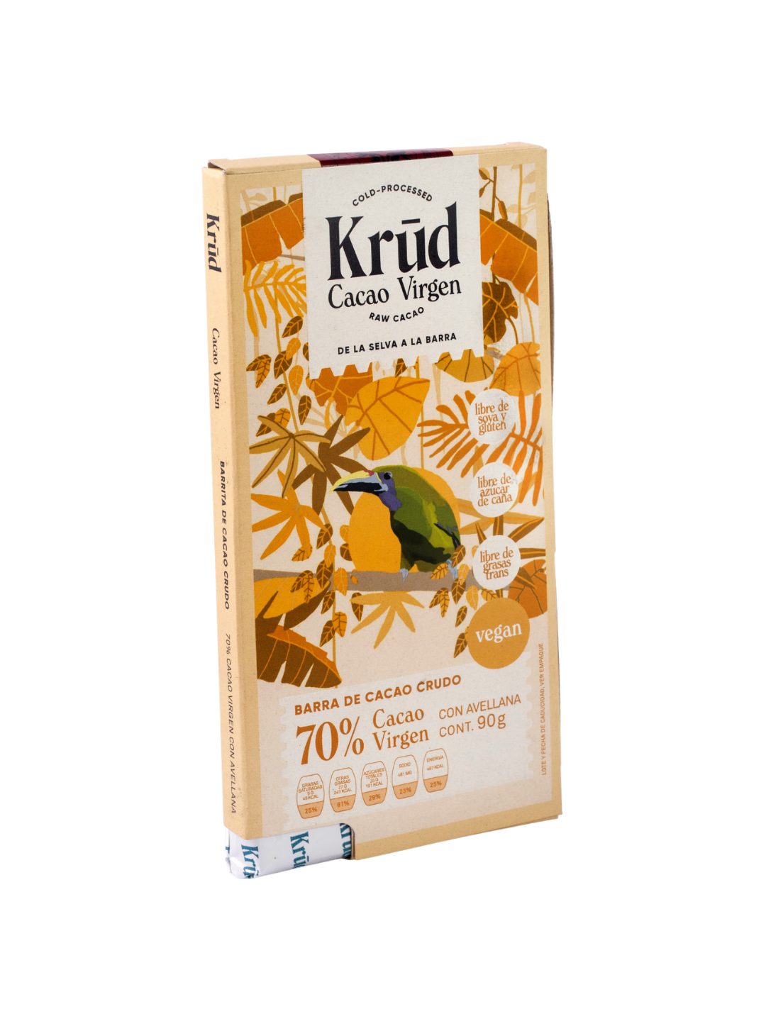 Barra de Cacao Crudo 70% con Avellana